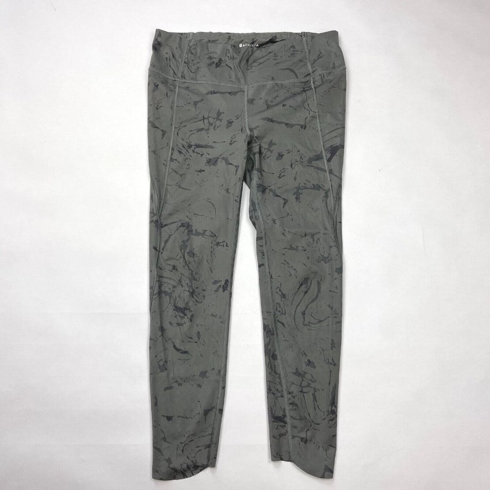 Athleta Velocity‎ 7/8 Leggings Stash Pocket Marble Stretch Yoga Gym Run Women M